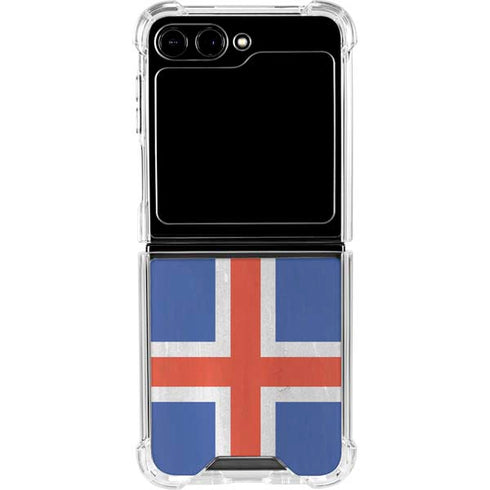 Iceland Flag Distressed Galaxy Z Flip5 5G Clear Case